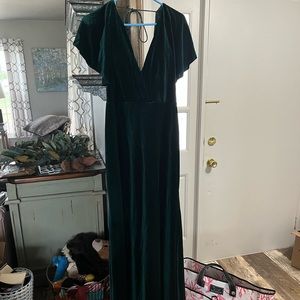 Emerald velvet Long line backless gown